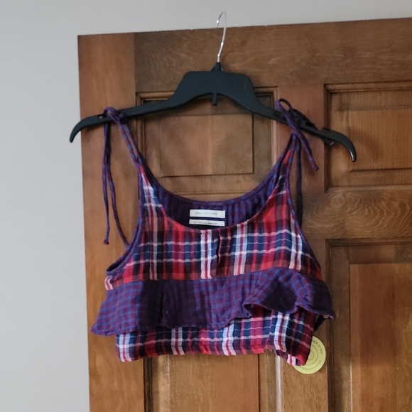 Urban Outfitters Tops - Urban Outfitters Red and Blue Plaid Crop Tank